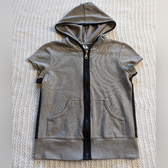 Vintage 90s Y2K TOPPY Crop Hoodie Shirt Women's Medium Taupe Brown Full Zipper - Picture 1 of 8